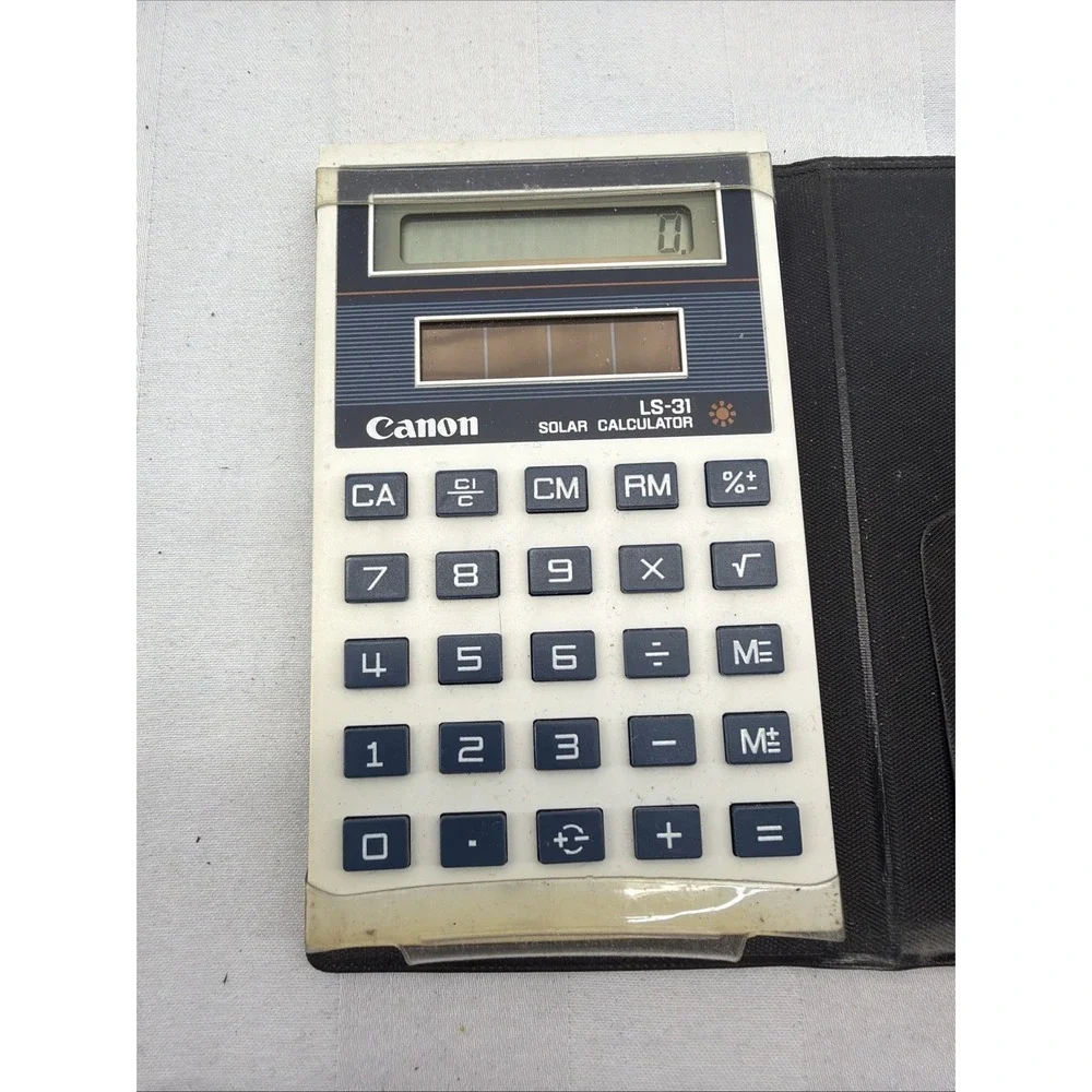 CANON LS-31 Solar Calculator W/Case Tested Working Vintage Canon LS-31